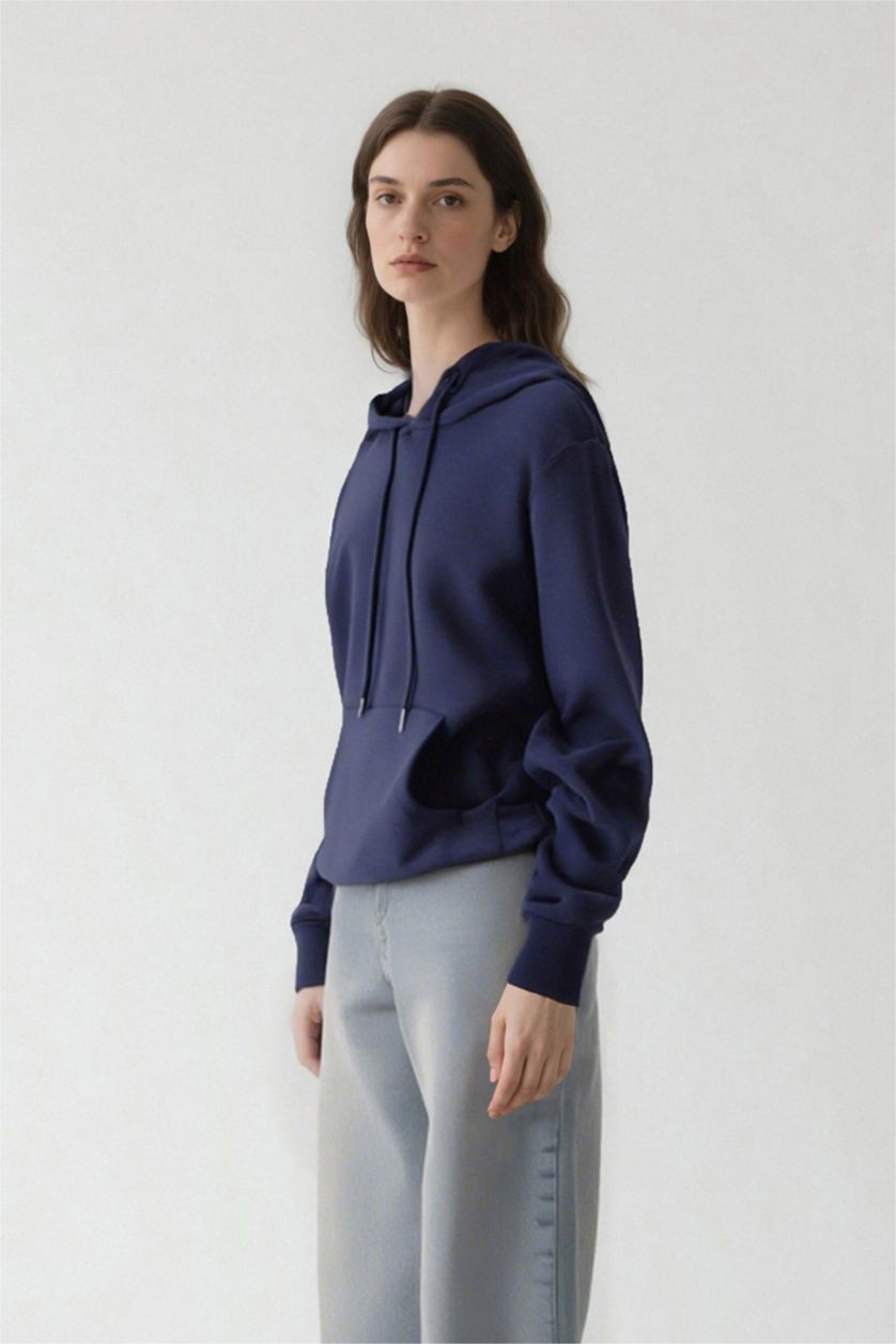 WOMAN NAVY Relax Fit Thick Sweatshirt Fabric Sweatshirt