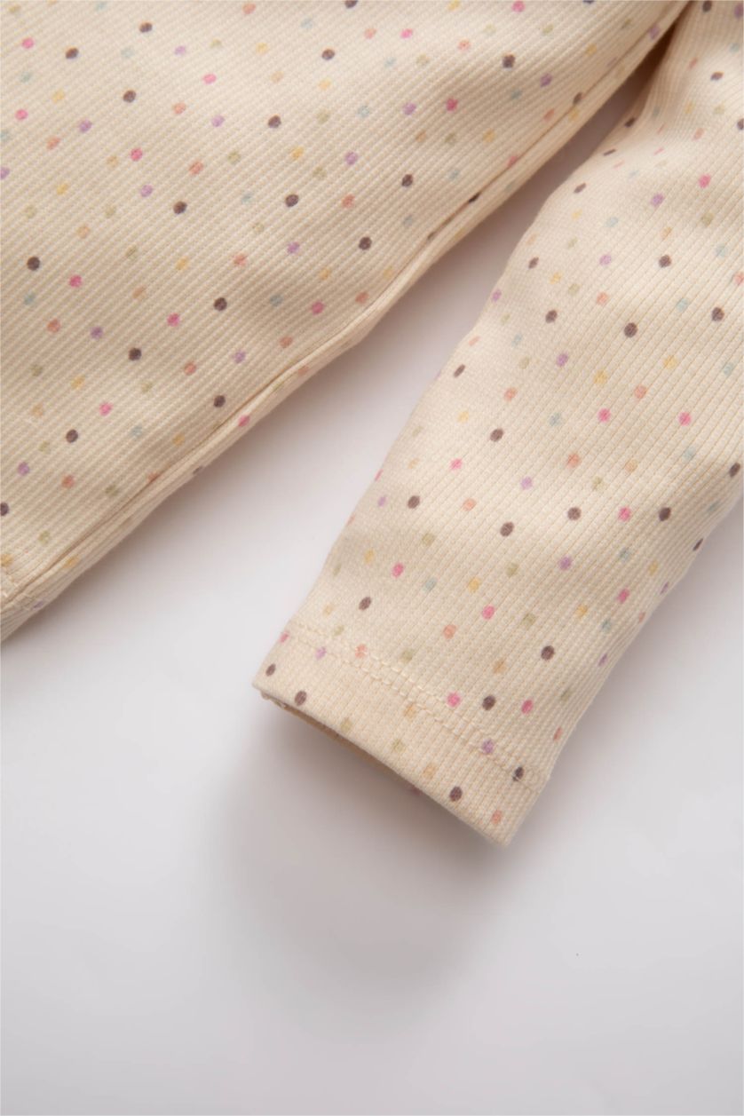 BÉBÉ FILLE Écru Ensemble Pyjama Velours Côtelé à Manches Longues à Pois pour Bébé Fille