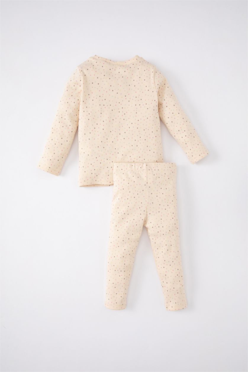 BÉBÉ FILLE Écru Ensemble Pyjama Velours Côtelé à Manches Longues à Pois pour Bébé Fille