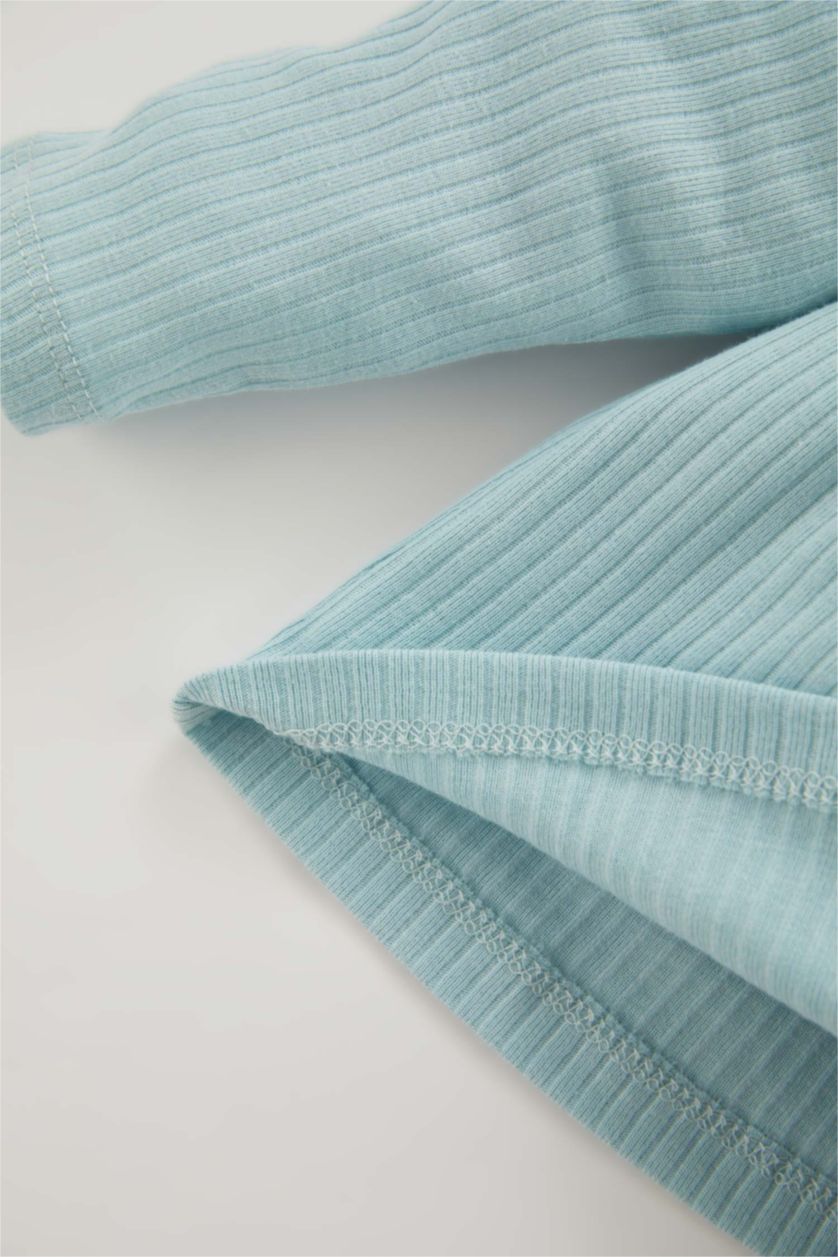 BABY GIRL Light Blue 2 piece Regular Fit Crew Neck Embroidered Knitted Pyjamas