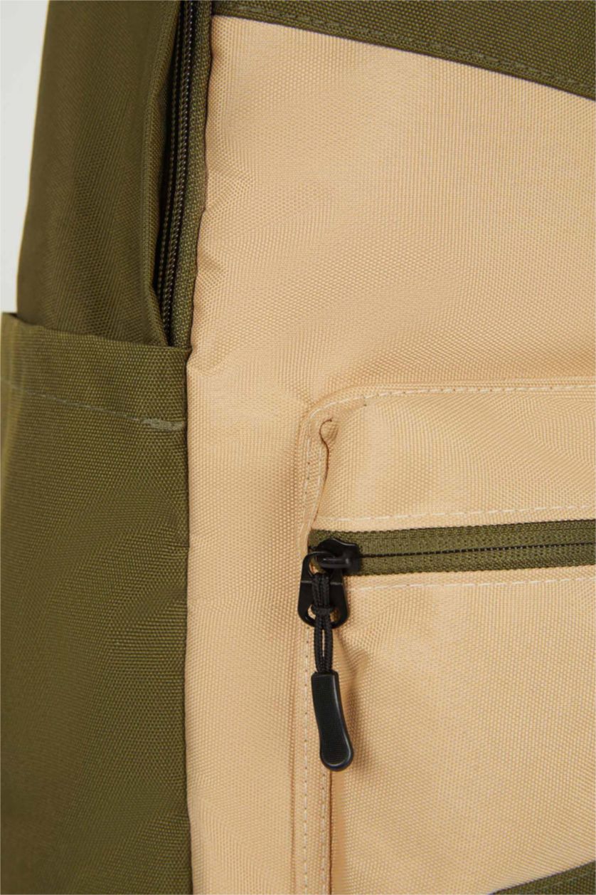 MAN Beige Unisex Waterproof Fabric School Backpack
