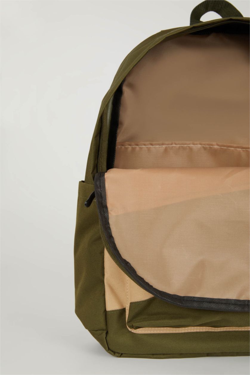 MAN Beige Unisex Waterproof Fabric School Backpack