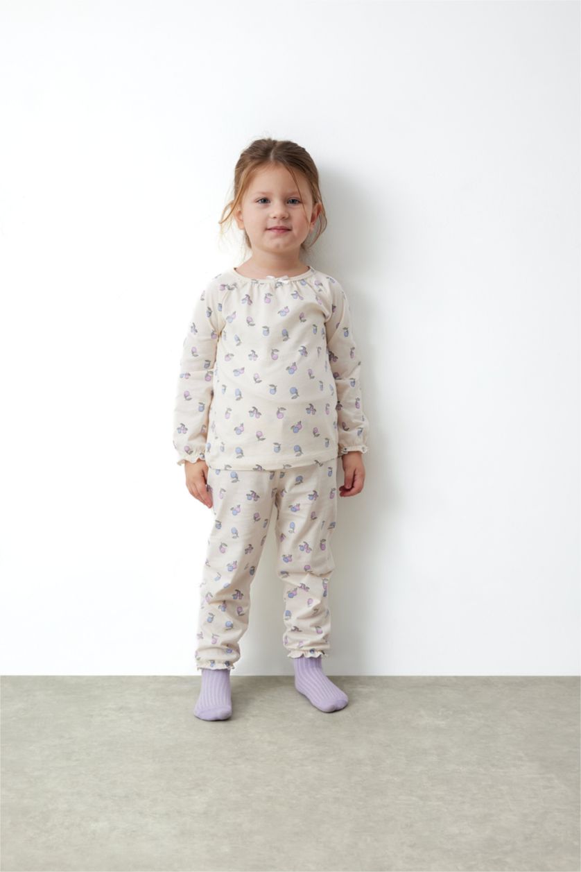 BÉBÉ FILLE Écru Ensemble Pyjama Coupe Régulière Col Rond Pour BéBé Fille  À Manches Longue - 2 Pièces