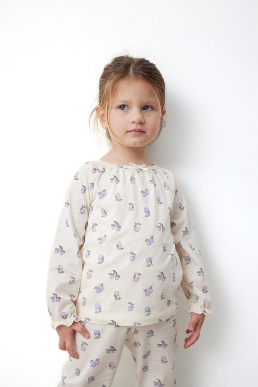 BÉBÉ FILLE Écru Ensemble Pyjama Coupe Régulière Col Rond Pour BéBé Fille  À Manches Longue - 2 Pièces