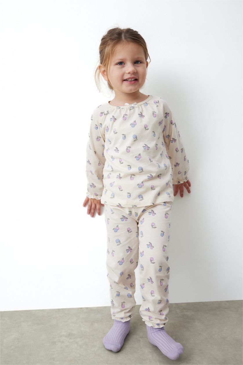 BÉBÉ FILLE Écru Ensemble Pyjama Coupe Régulière Col Rond Pour BéBé Fille  À Manches Longue - 2 Pièces