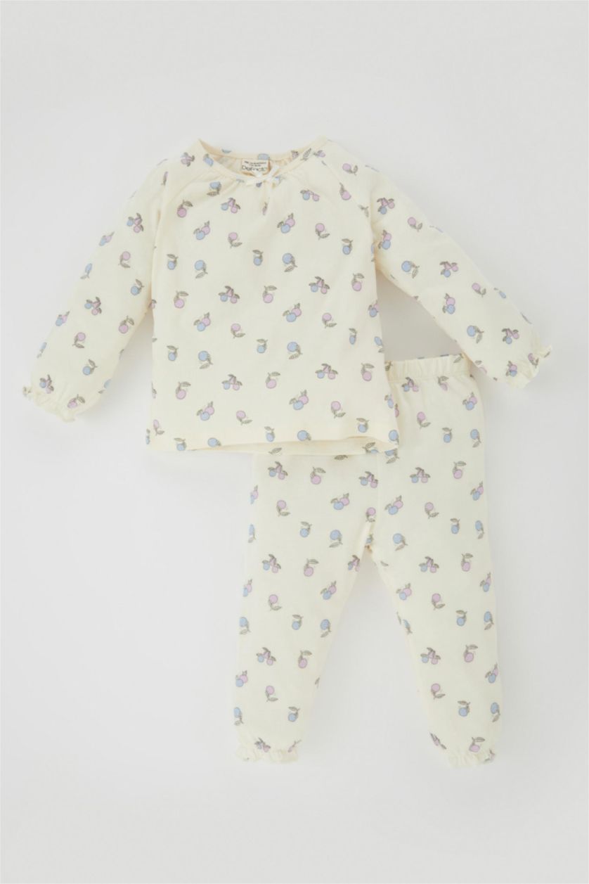 BÉBÉ FILLE Écru Ensemble Pyjama Coupe Régulière Col Rond Pour BéBé Fille  À Manches Longue - 2 Pièces