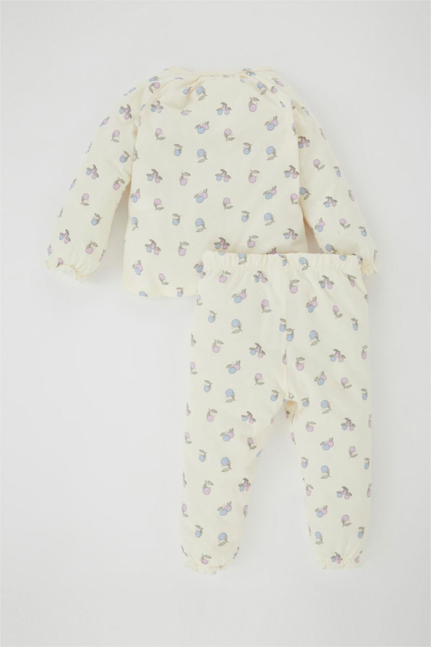 BÉBÉ FILLE Écru Ensemble Pyjama Coupe Régulière Col Rond Pour BéBé Fille  À Manches Longue - 2 Pièces