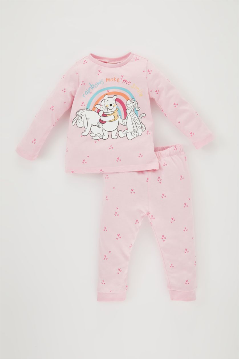 BÉBÉ FILLE Rose Ensemble Pyjama Coupe Régulière Imprimé Winnie The Pooh Col Rond à Manches Longues Pour BéBé Fille - 2 Pièces