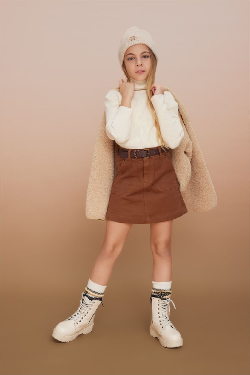 Девочки и подростки Коричневый Юбка из габардина для девочек