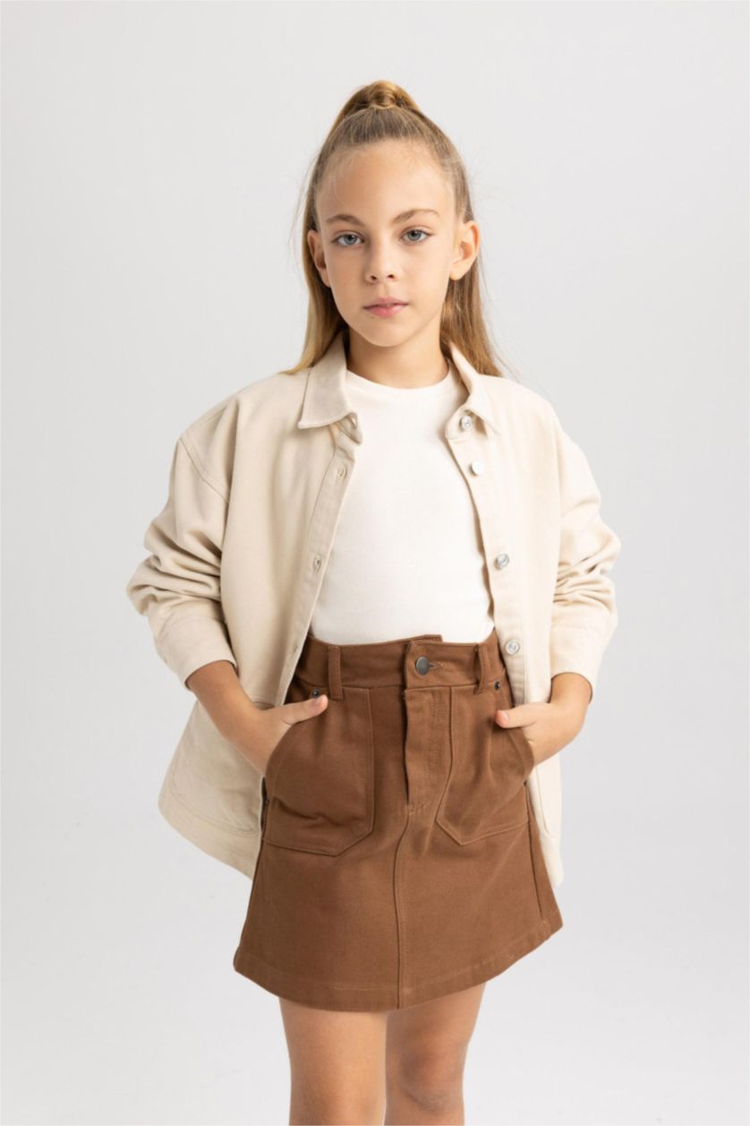Девочки и подростки Коричневый Юбка из габардина для девочек