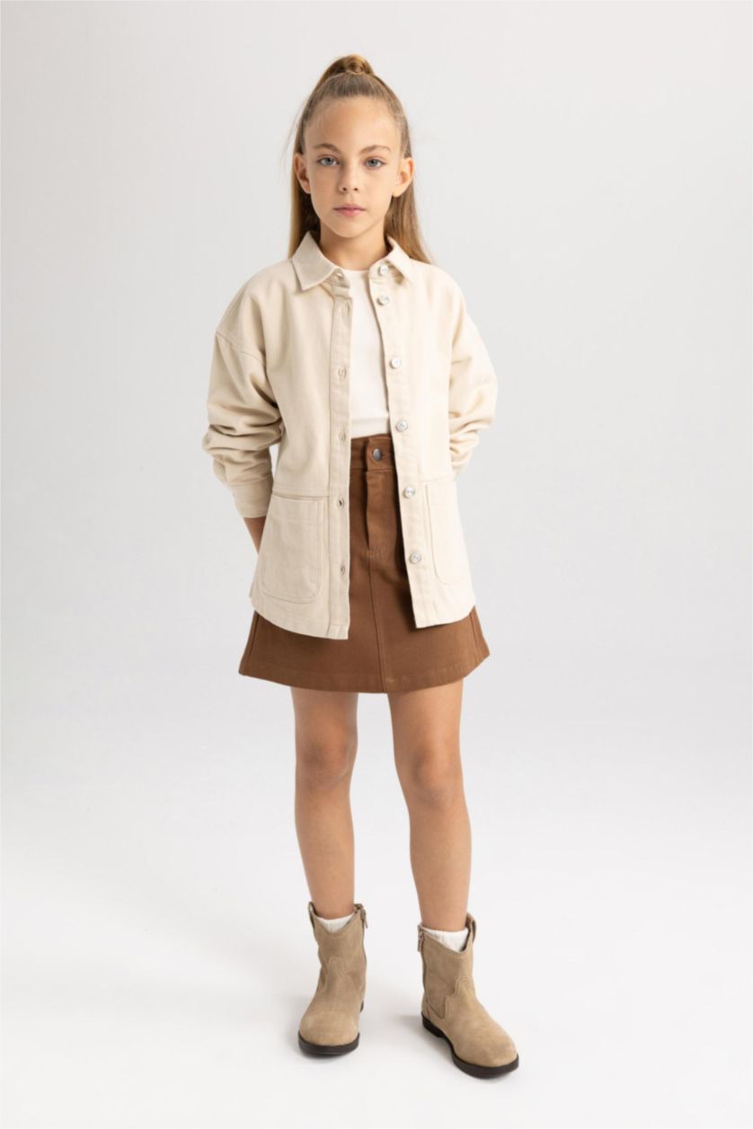 Девочки и подростки Коричневый Юбка из габардина для девочек