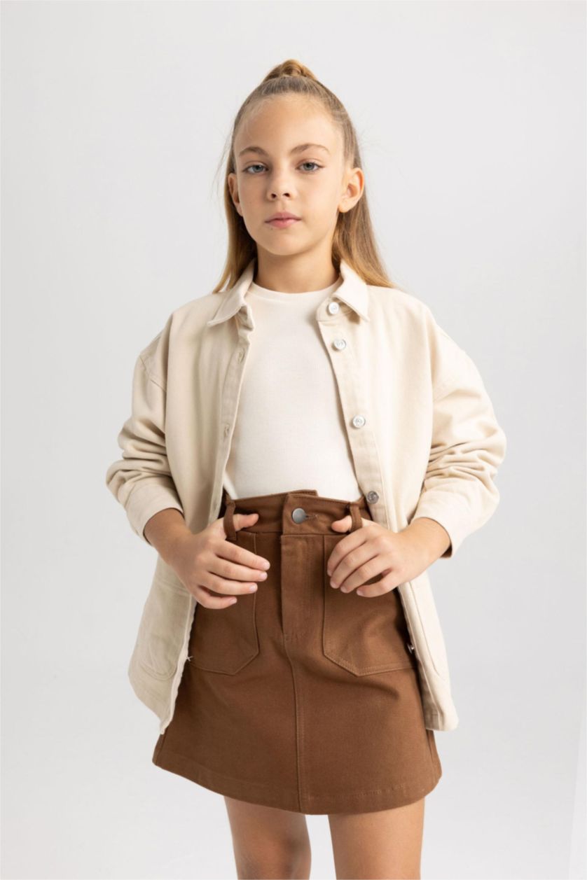 Девочки и подростки Коричневый Юбка из габардина для девочек