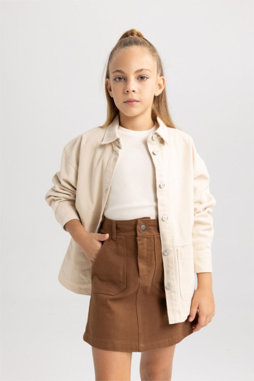 Девочки и подростки Коричневый Юбка из габардина для девочек