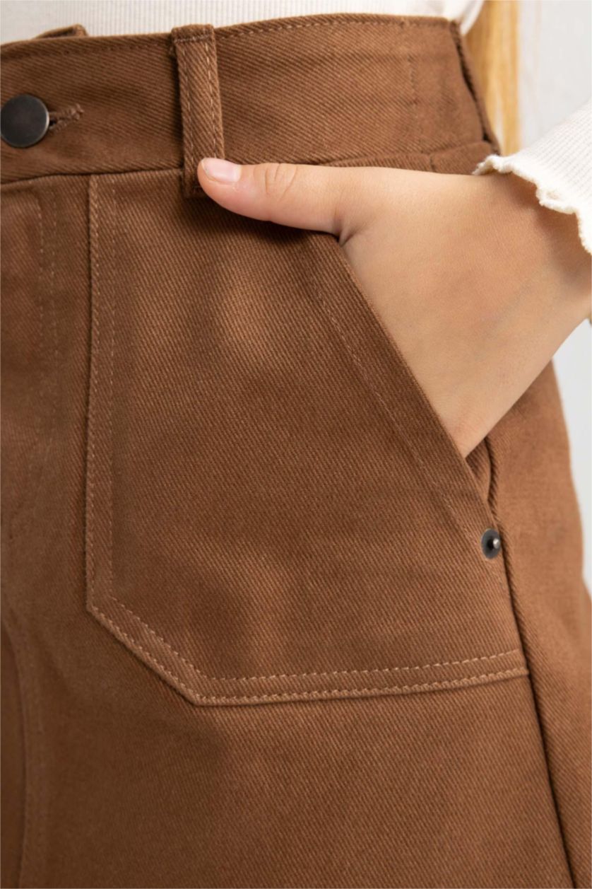 Девочки и подростки Коричневый Юбка из габардина для девочек