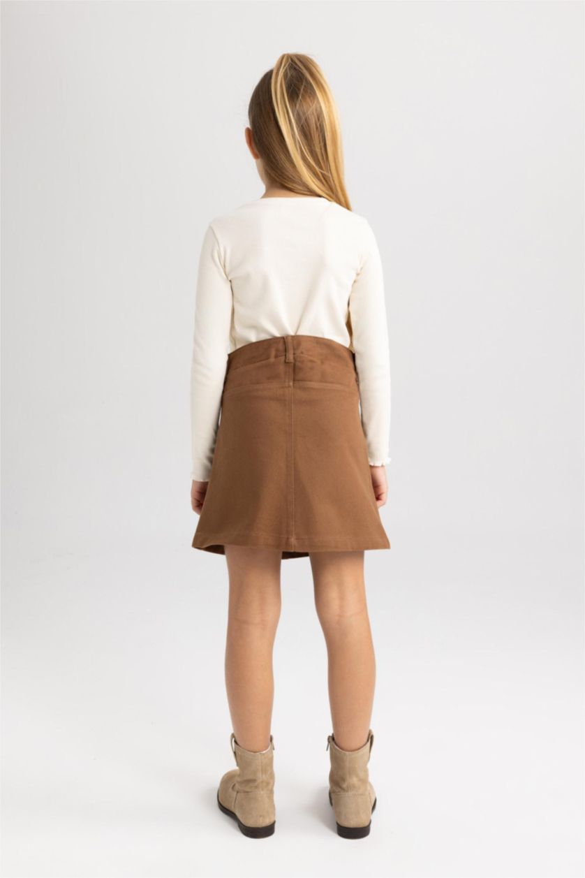 Девочки и подростки Коричневый Юбка из габардина для девочек