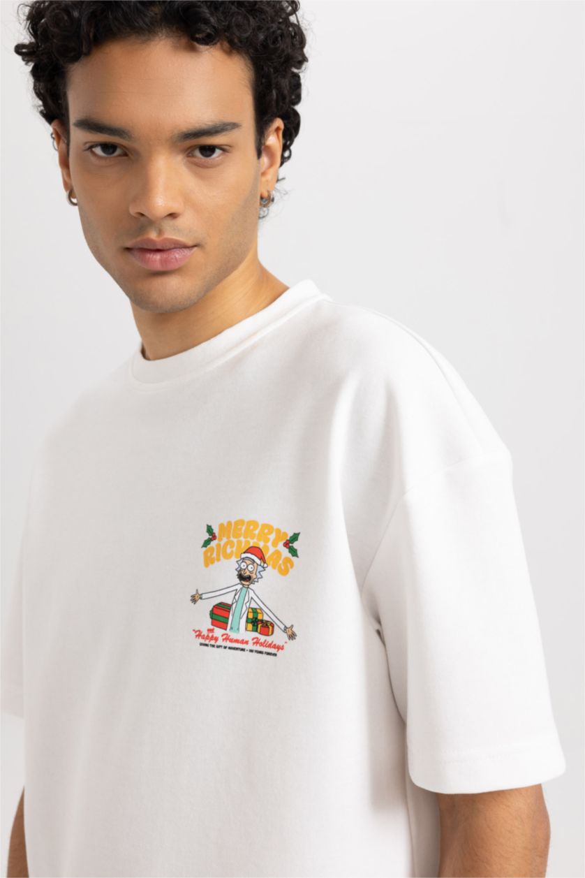 Erkek Ekru Comfort Fıt Kısa Kollu Tişört