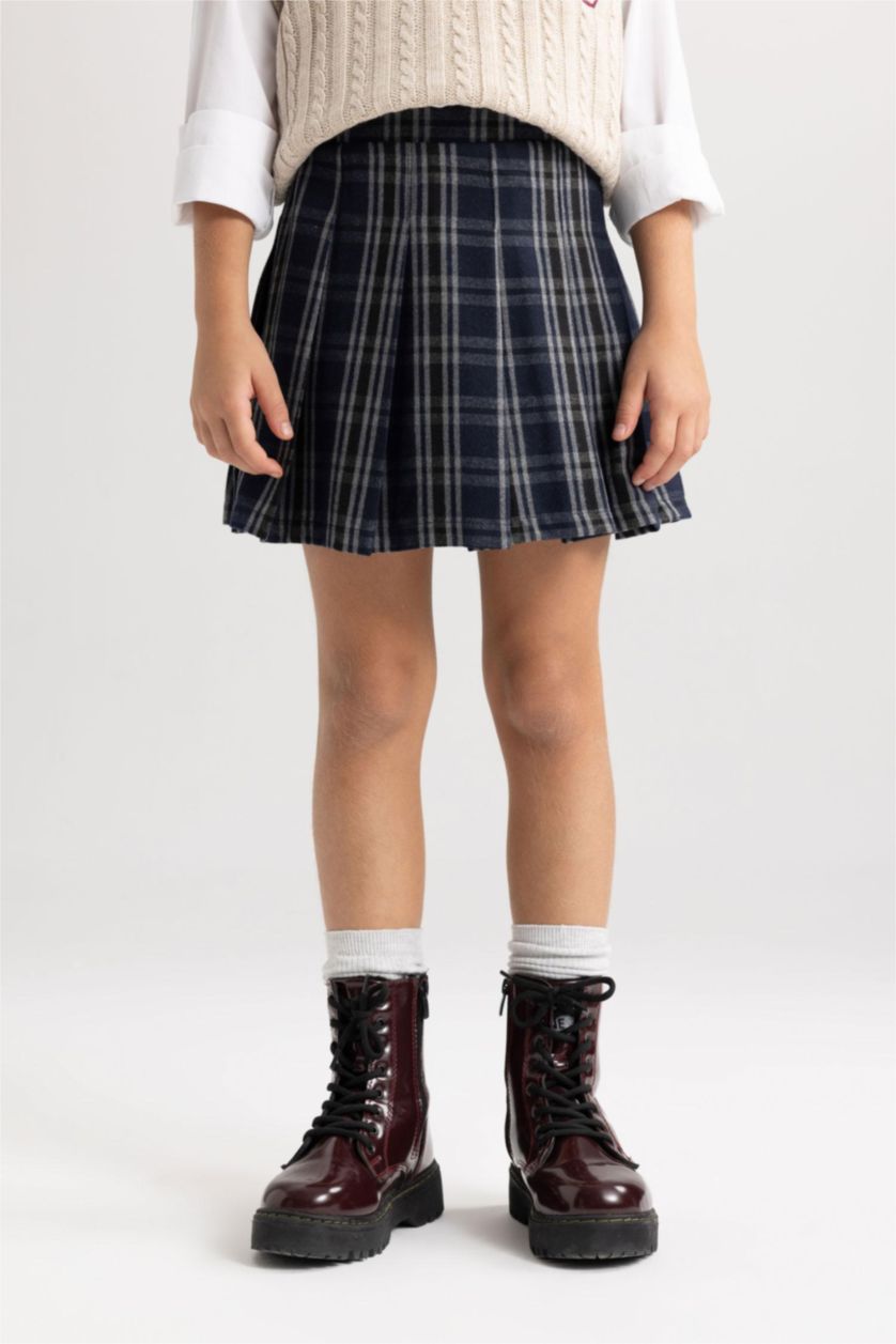 FILLES Marin Jupe De Collège Plissée à Carreaux Pour Fille
