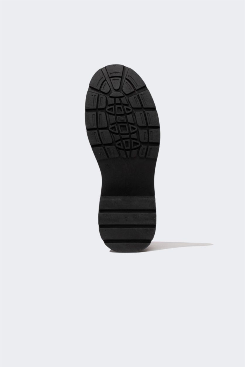 FEMME Noir Bottes d'Hiver En Cuir Synthétique à Semelle Épaisse Pour Femme