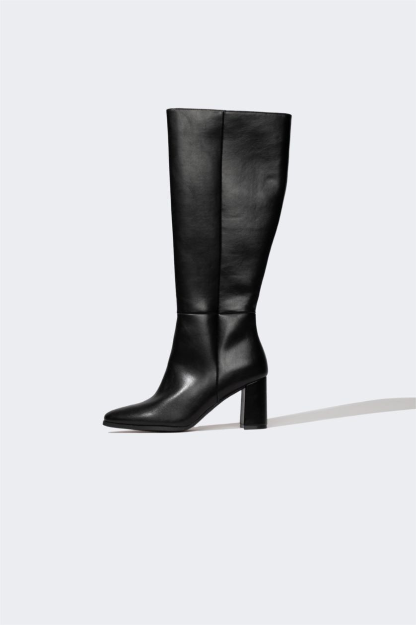 FEMME Noir Bottes Cuir Synthétique à Semelle Compensée à Fermeture Éclair Pour Femme