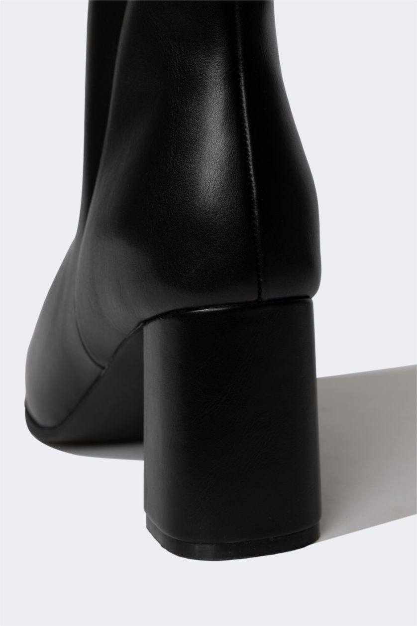 FEMME Noir Bottes Cuir Synthétique à Semelle Compensée à Fermeture Éclair Pour Femme