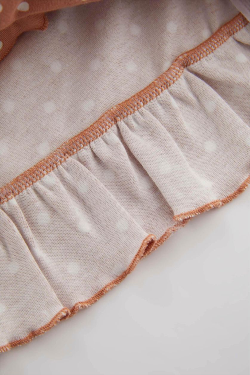 BÉBÉ FILLE Marron Clair Ensemble Pyjama Coupe Régulière Col Rond Pointé à Manches Longues Pour BéBé Fille - 2 Pièces