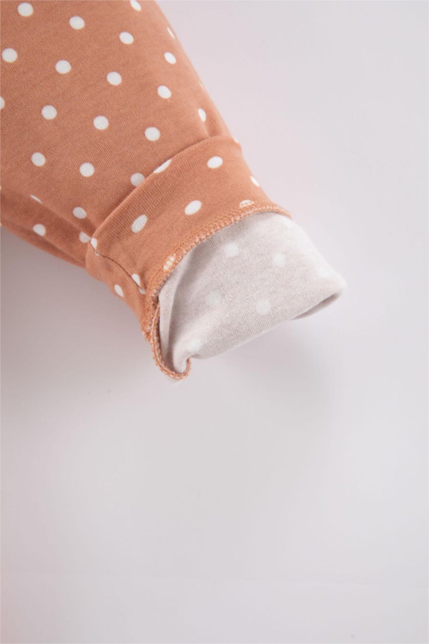 BÉBÉ FILLE Marron Clair Ensemble Pyjama Coupe Régulière Col Rond Pointé à Manches Longues Pour BéBé Fille - 2 Pièces