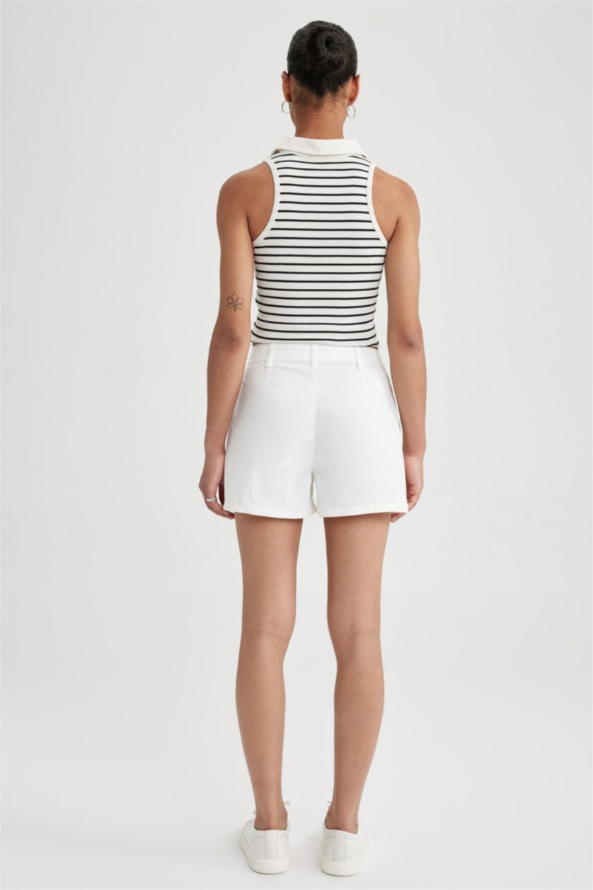 WOMAN White Gabardine High Waist Wide Leg Shorts