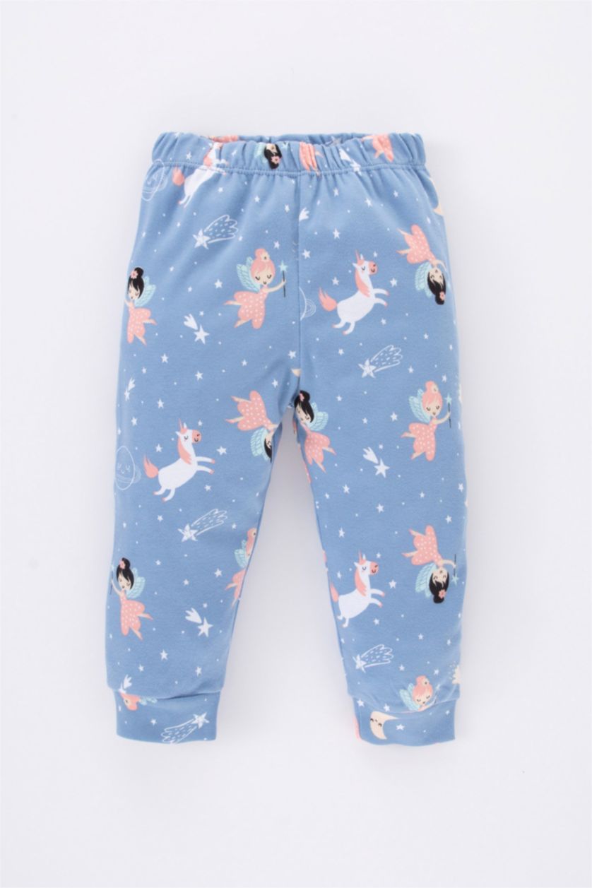 BABY GIRL Blue 2 piece Regular Fit Crew Neck Knitted Pyjamas