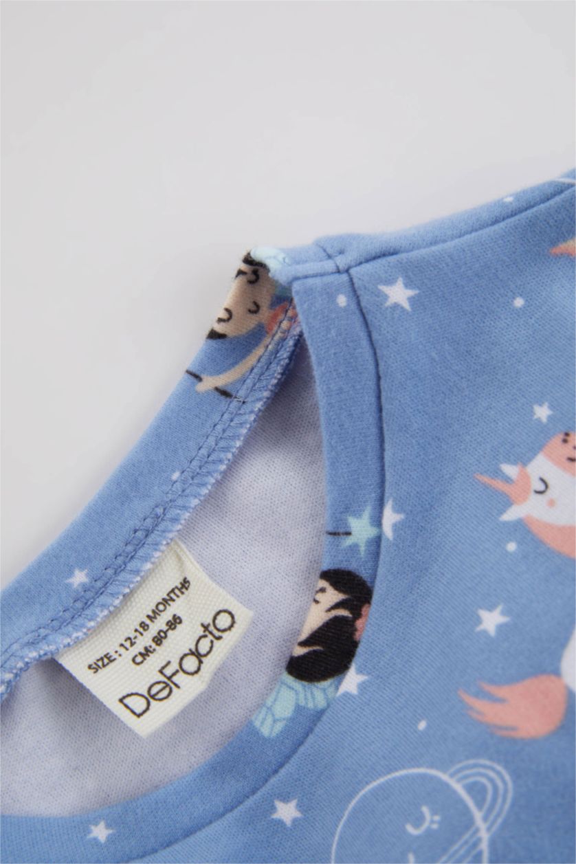 BABY GIRL Blue 2 piece Regular Fit Crew Neck Knitted Pyjamas