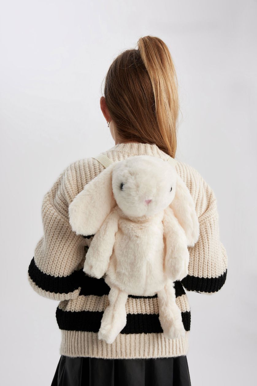 Kız Çocuk - Genç Kız Bej Pelüş Sırt Çantası Kız Çocuk