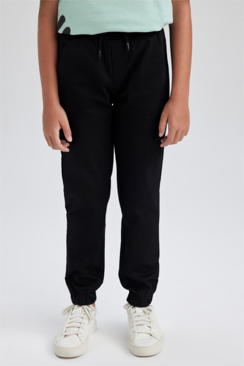 BOYS & TEENS Black Boy Jogger Jogger Foot Gabardine Trousers