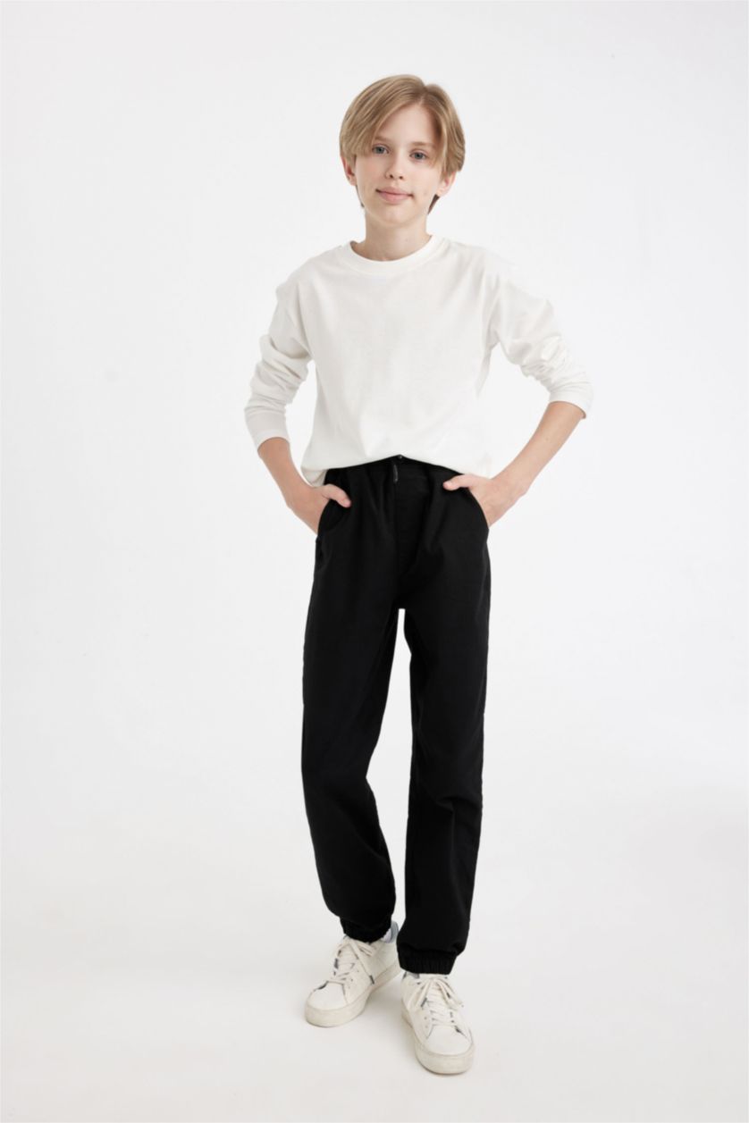BOYS & TEENS Black Boy Jogger Gabardine Trousers
