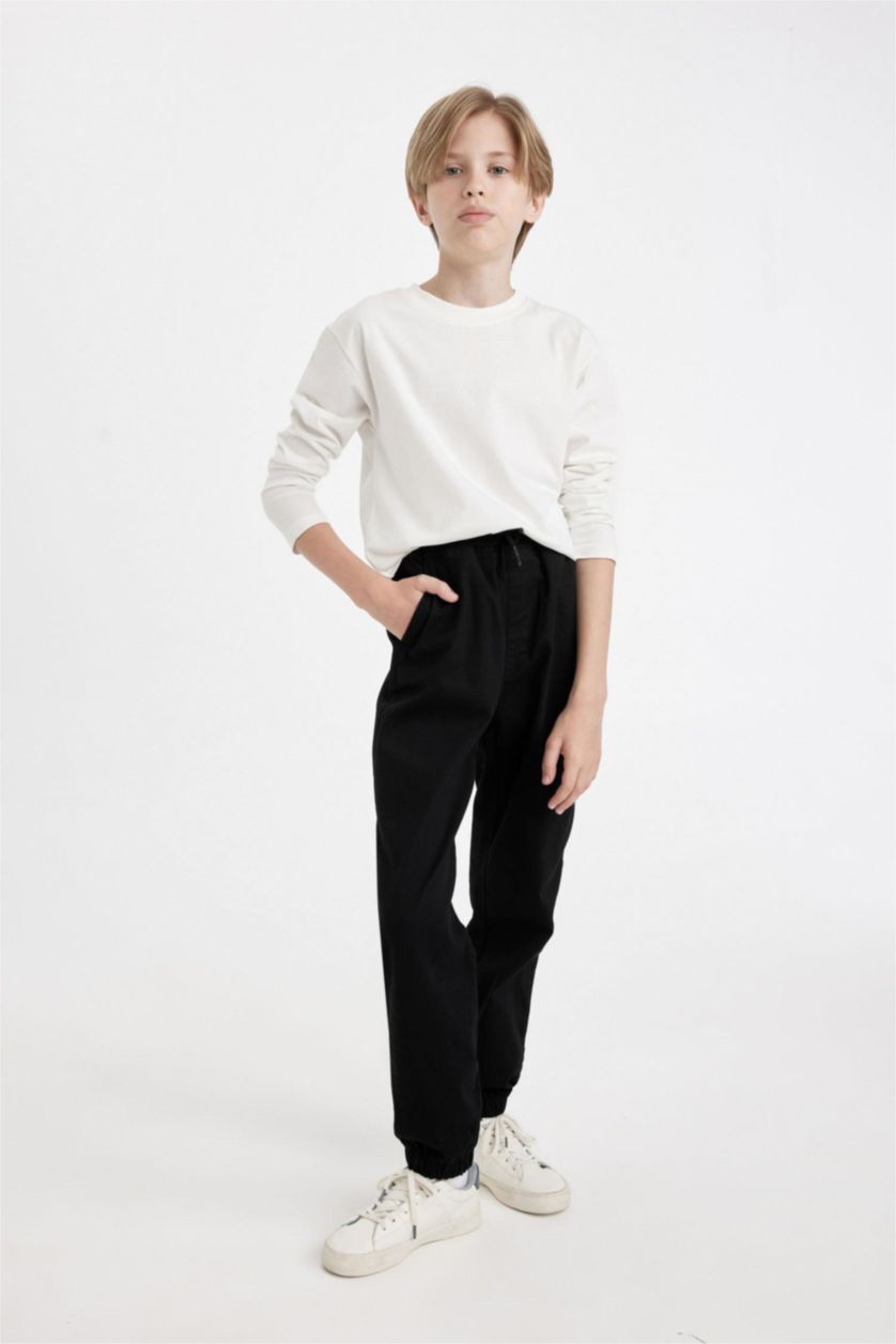 BOYS & TEENS Black Boy Jogger Gabardine Trousers