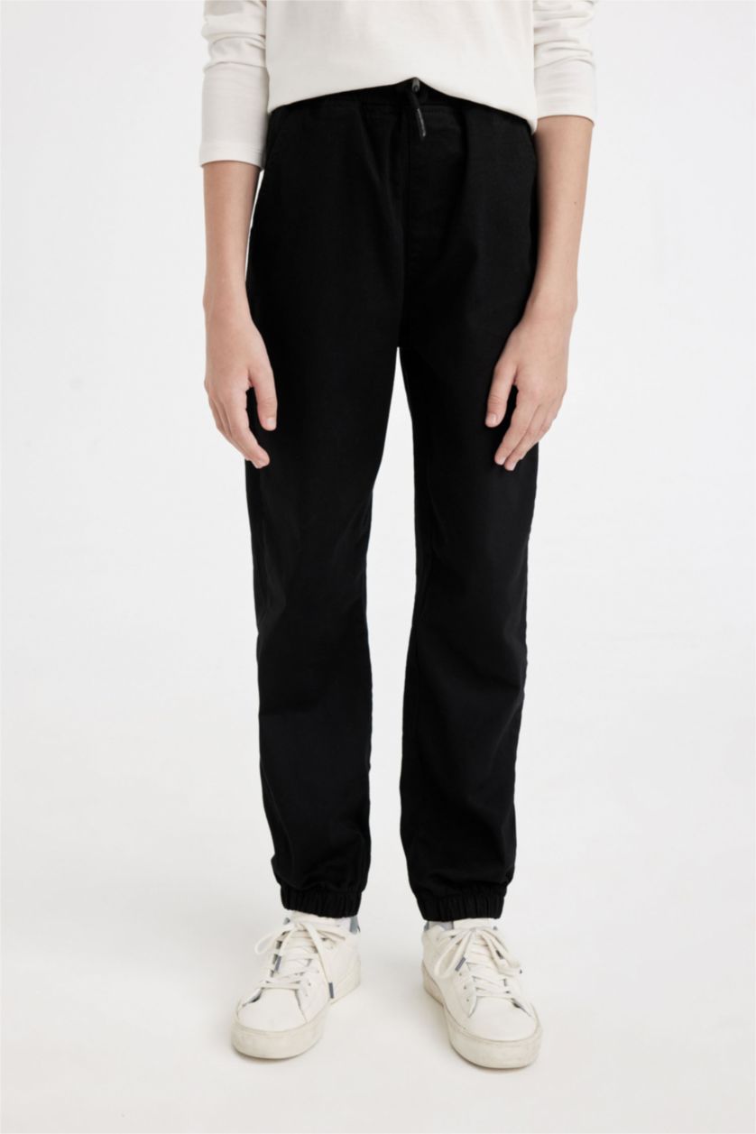 BOYS & TEENS Black Boy Jogger Gabardine Trousers