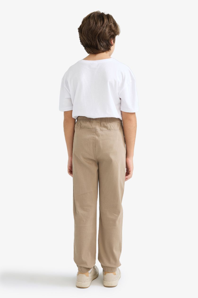 GARÇONS Kaki Clair Pantalon en gabardine Coupe jogger fit pour garçon