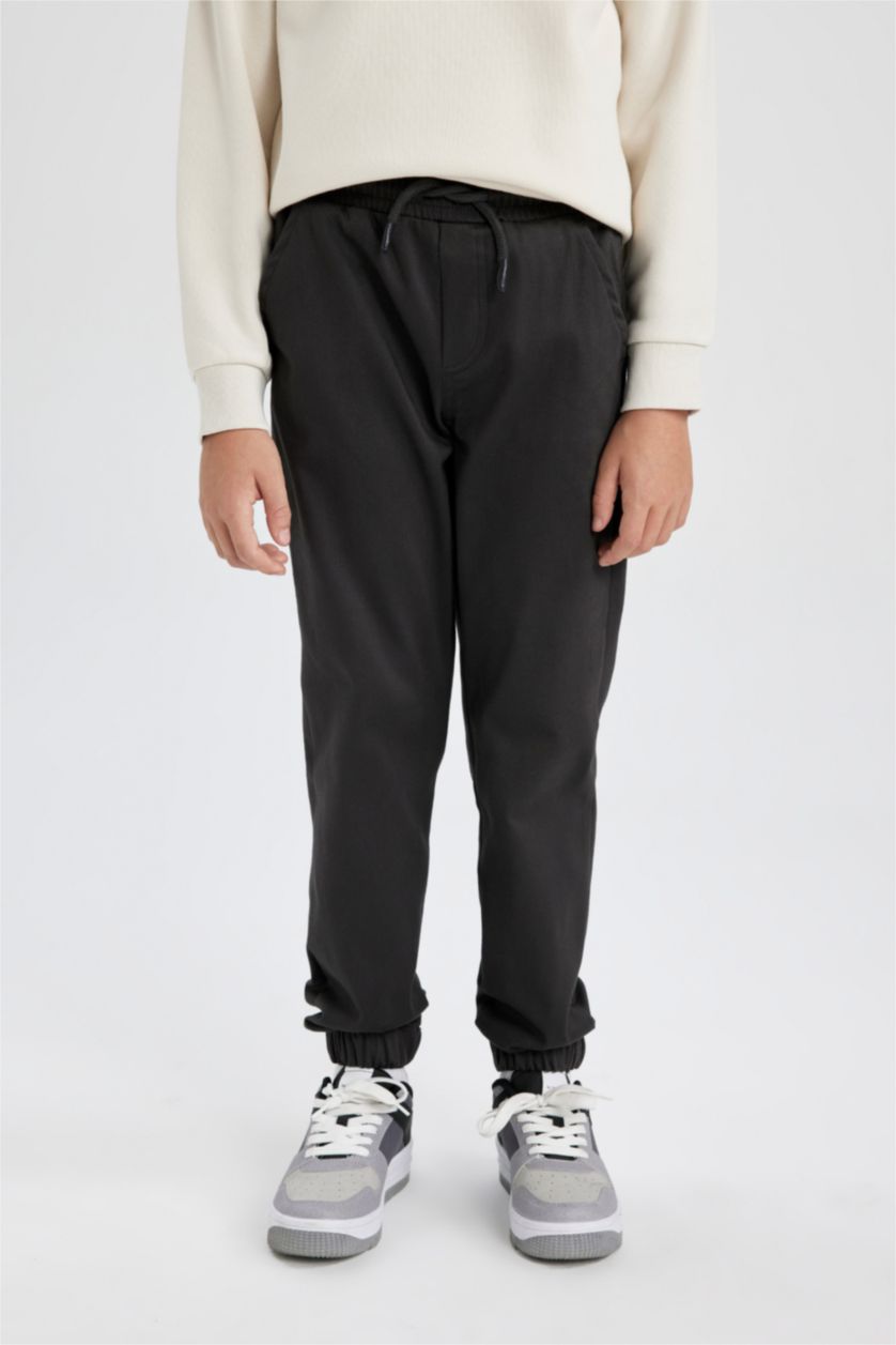 BOYS & TEENS Anthracite Boy Jogger Leg Gabardine Trousers
