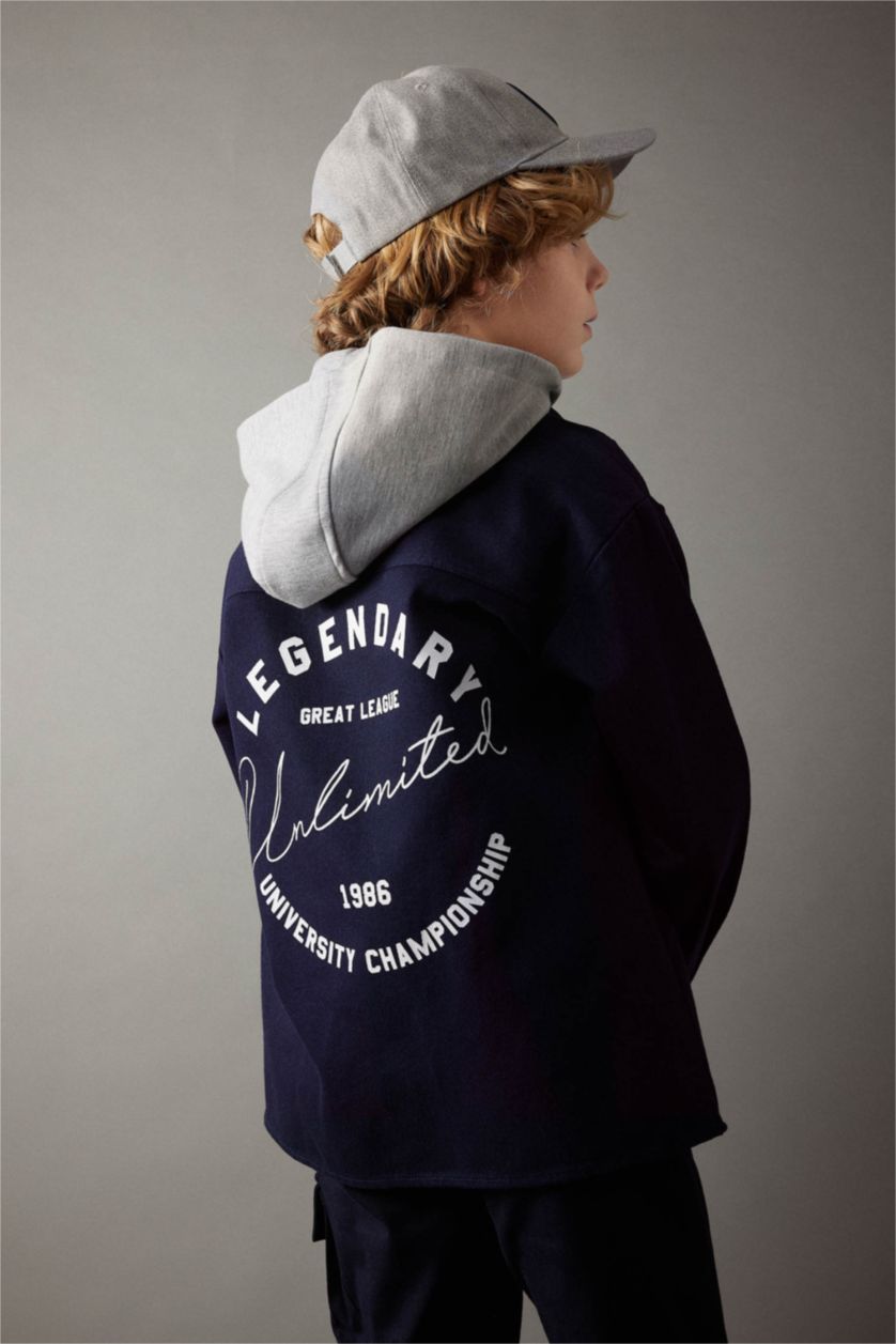 GARÇONS Marin Chemise Oversize à Capuche À Manches Longues En Tricot pour Garçon