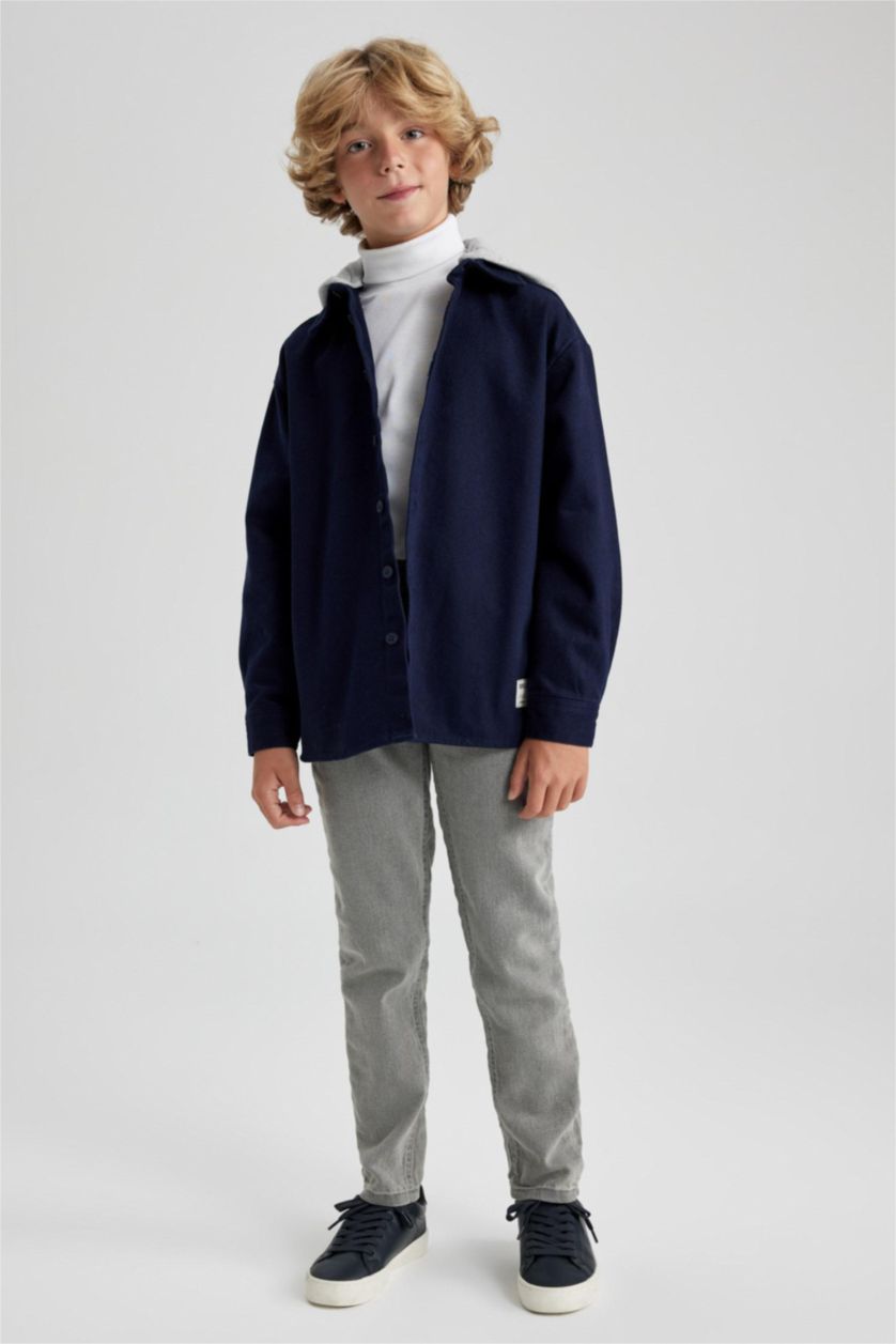 GARÇONS Marin Chemise Oversize à Capuche À Manches Longues En Tricot pour Garçon