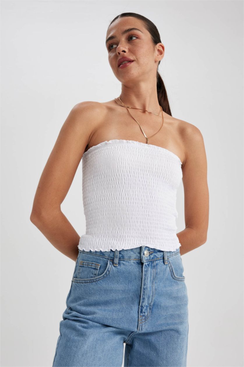 نساء أبيض فانيلة سليم فيت قطن بدون حمالات