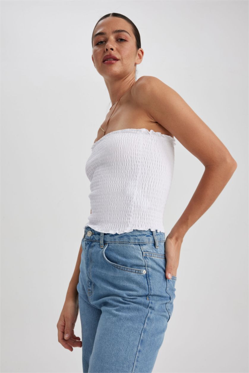 نساء أبيض فانيلة سليم فيت قطن بدون حمالات