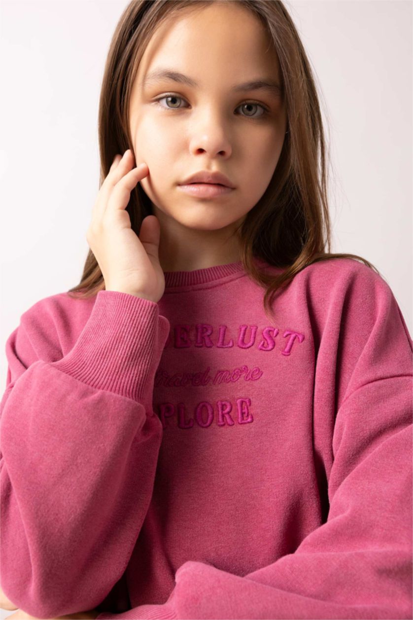 بنات وردي سويت شيرت اوفر سايز