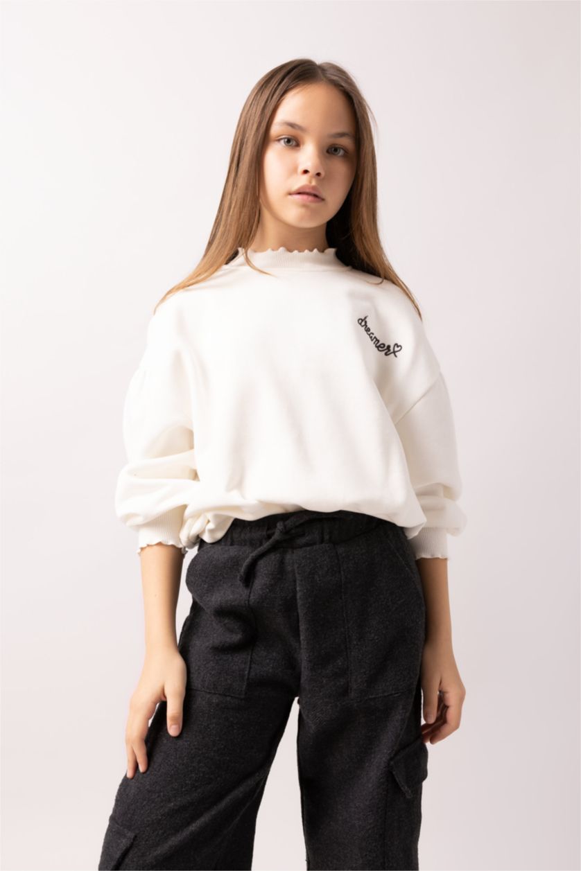 FILLES Écru Sweat-shirt Coupe Oversize Pour Fille