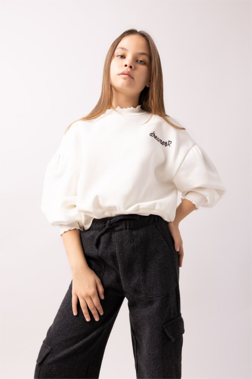 FILLES Écru Sweat-shirt Coupe Oversize Pour Fille