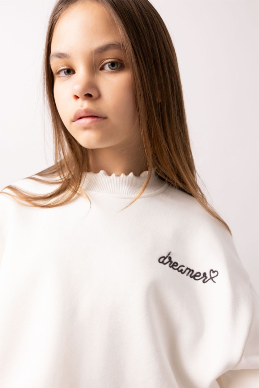 FILLES Écru Sweat-shirt Coupe Oversize Pour Fille
