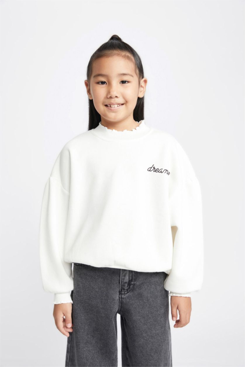 FILLES Écru Sweat-shirt Coupe Oversize Pour Fille