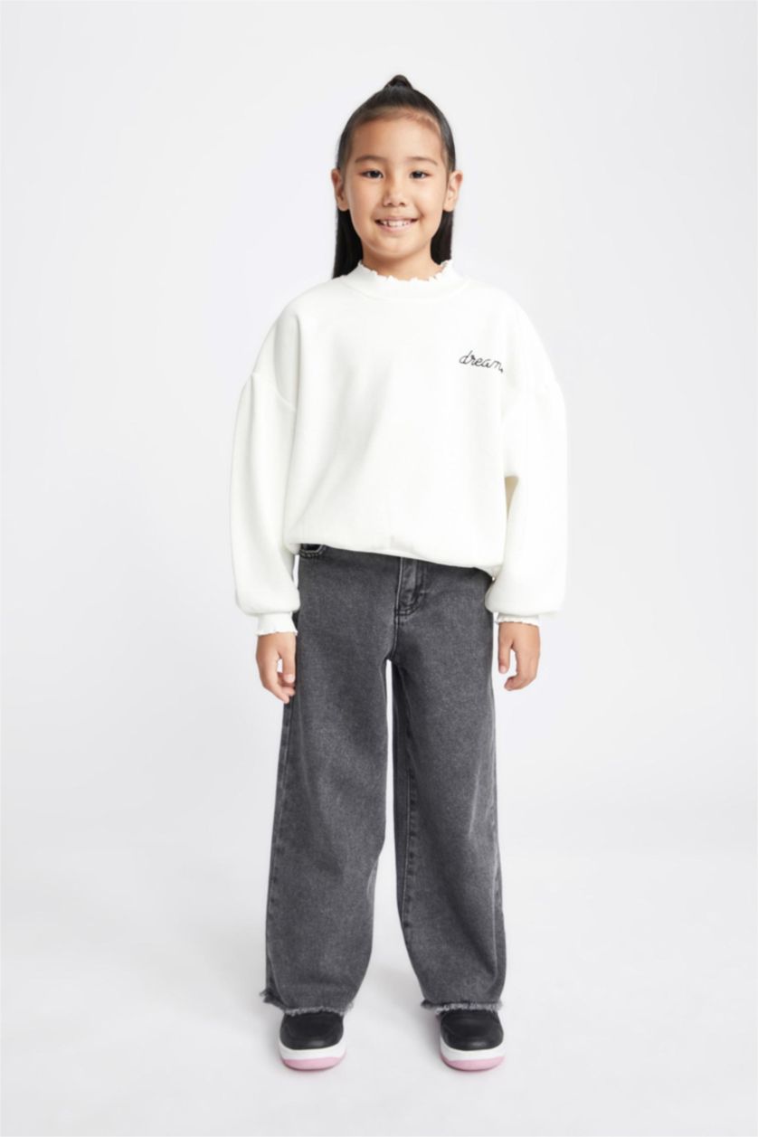 FILLES Écru Sweat-shirt Coupe Oversize Pour Fille