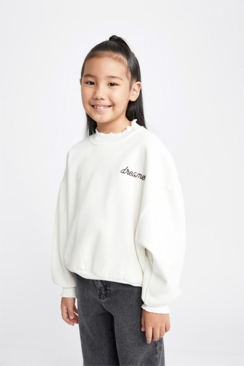 FILLES Écru Sweat-shirt Coupe Oversize Pour Fille