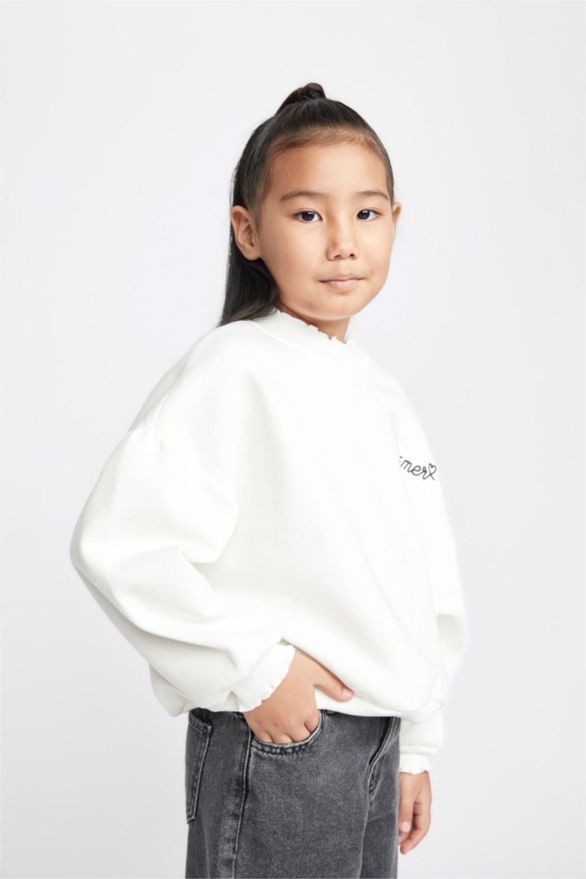 FILLES Écru Sweat-shirt Coupe Oversize Pour Fille