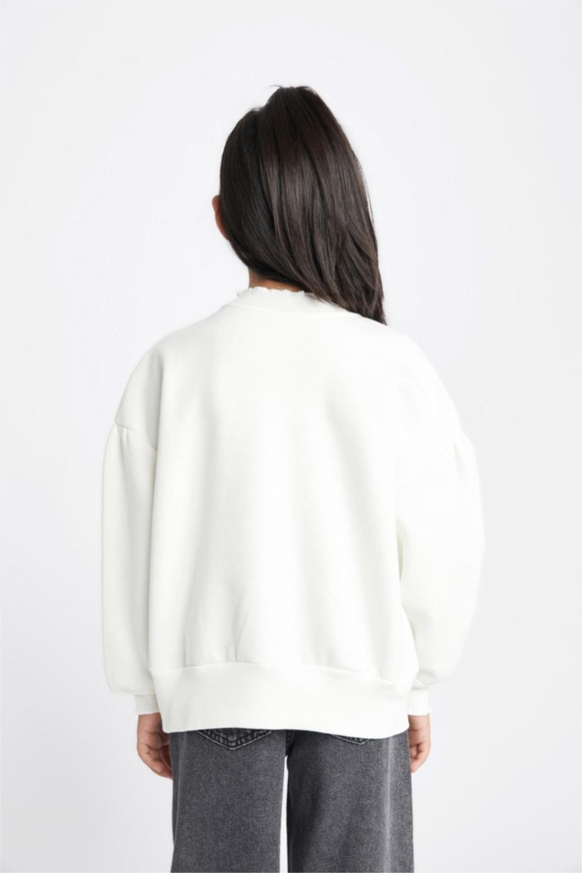 FILLES Écru Sweat-shirt Coupe Oversize Pour Fille