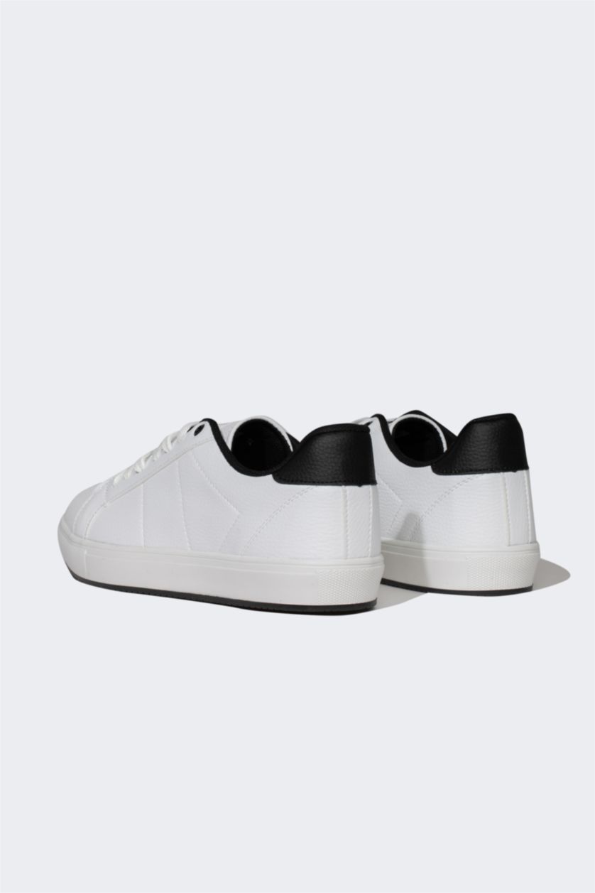 رجالي أبيض (000) سنيكرز رجالي جلد صناعي برباط